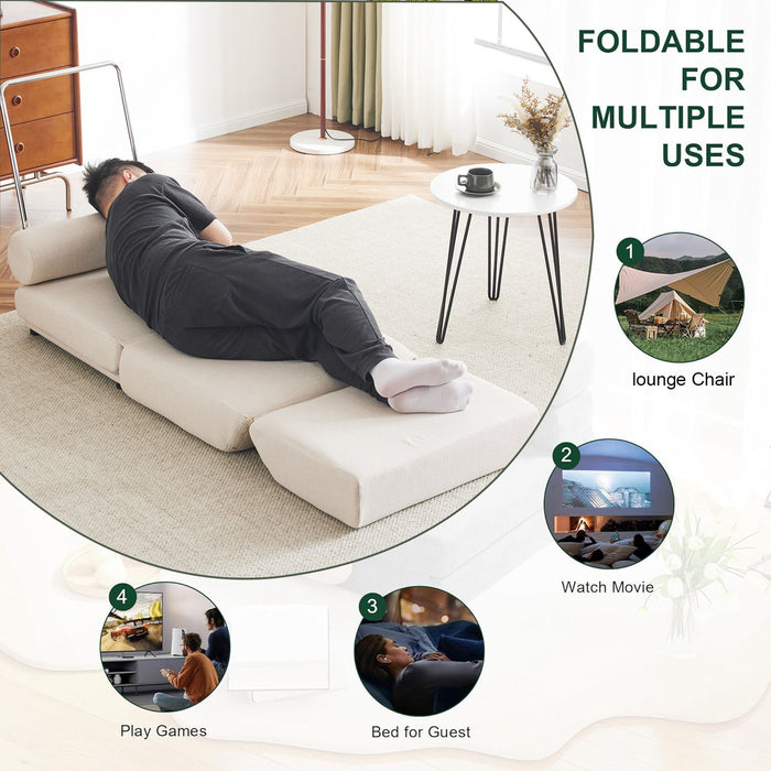 Single Sofa Chair Foldable Single Sofa Bed With Pillow, Portable Foldable Sofa Bed, Leisure Sofa Chair, Easy To Store, Made Of Breathable And Wearable Linen