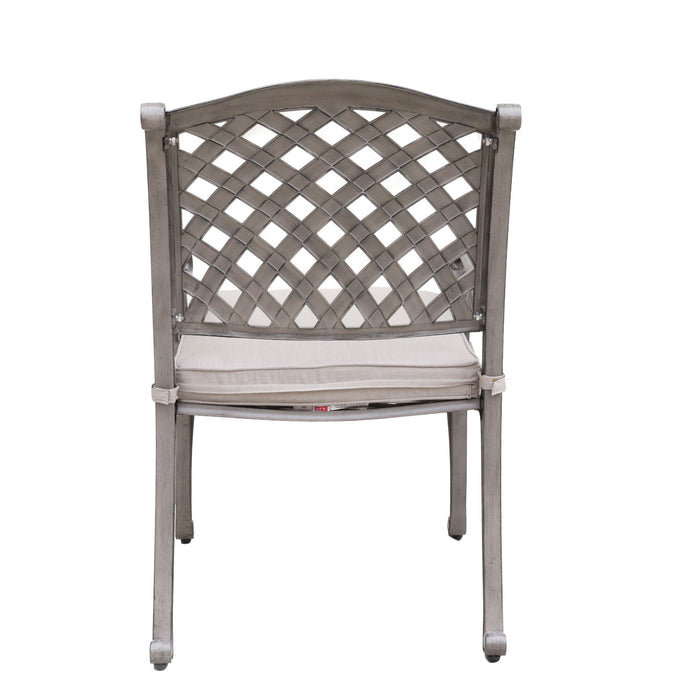 Heritage Grey Outdoor Aluminum Dining Arm Chair With Cushion - Gray