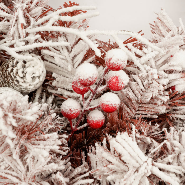 Christmas Tree with Brown Needles with flocking and Warm Lights - Brown