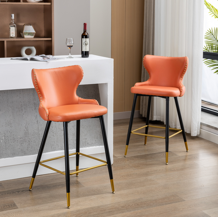 Counter Height Barstools with Backs (Orange, Set of 2)