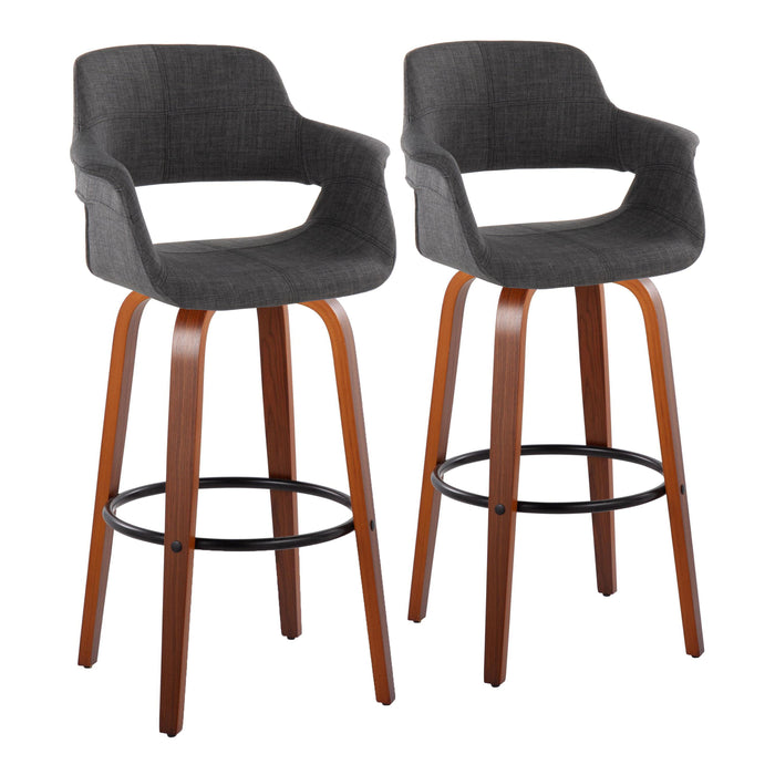 Vintage Flair - Mid Century Modern Fixed Height Barstool With Swivel With Round Footrest (Set of 2)