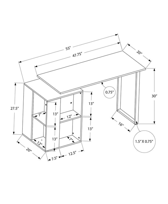 Computer Desk, Home Office, Left, Right Set-Up, Storage Shelves, Work, Laptop, Contemporary, Modern - Black