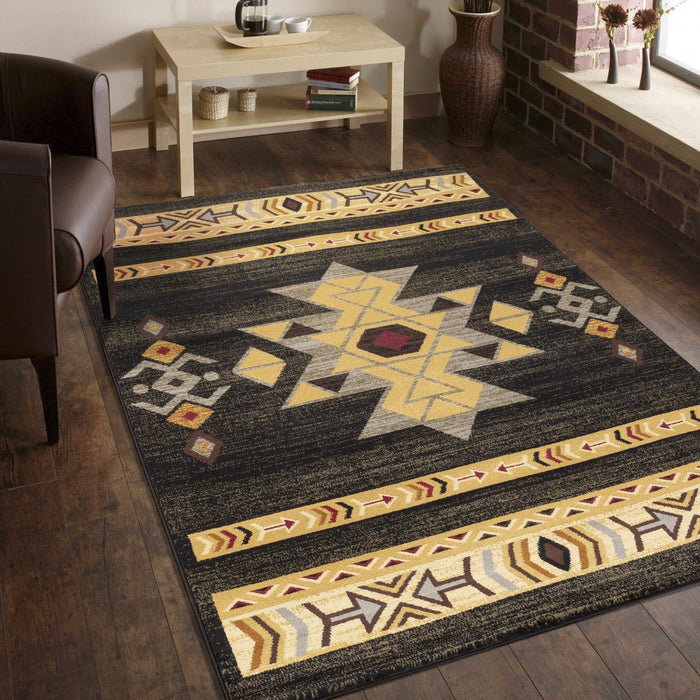 Tribes - GC_YLS4004 Black 5' x 7' Southwest Area Rug