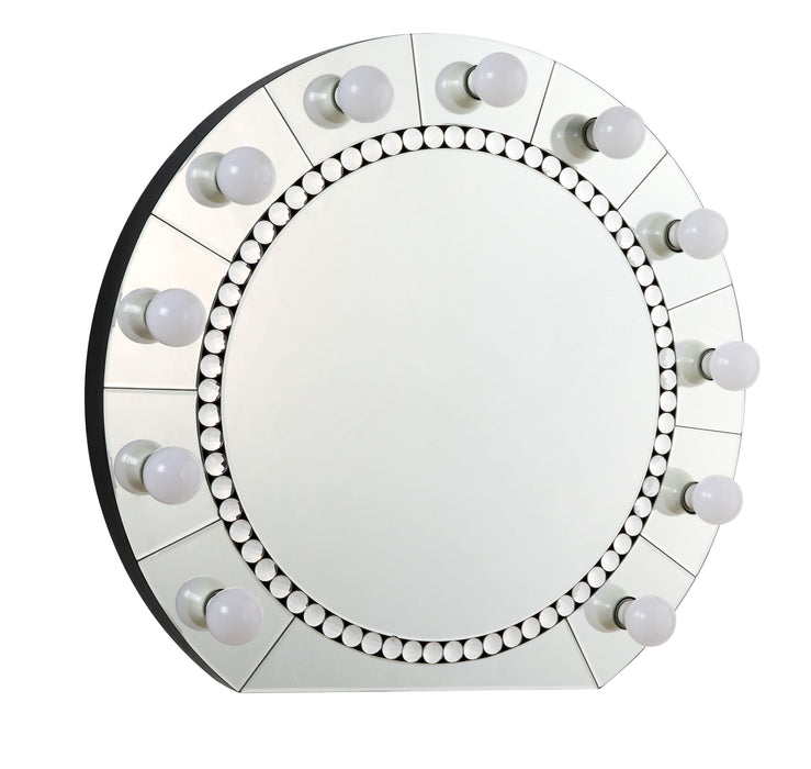 Farai - Glam Mirrored Faux Crystal Diamonds Wall Decor Mirror - Silver