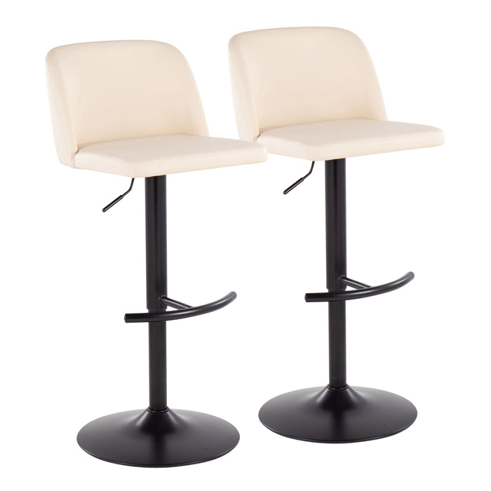 Toriano - Contemporary Adjustable Bar Stool With Rounded T Footrest (Set of 2)