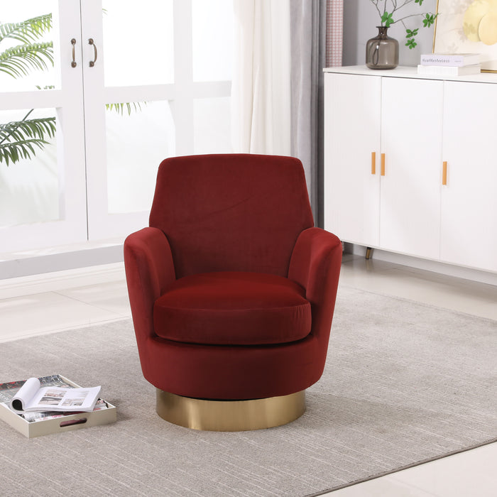 Swivel Barrel Chair, Swivel Accent Chairs Armchair For Living Room, Reading Chairs For Bedroom Comfy, Round Barrel Chairs With Gold Stainless Steel Base