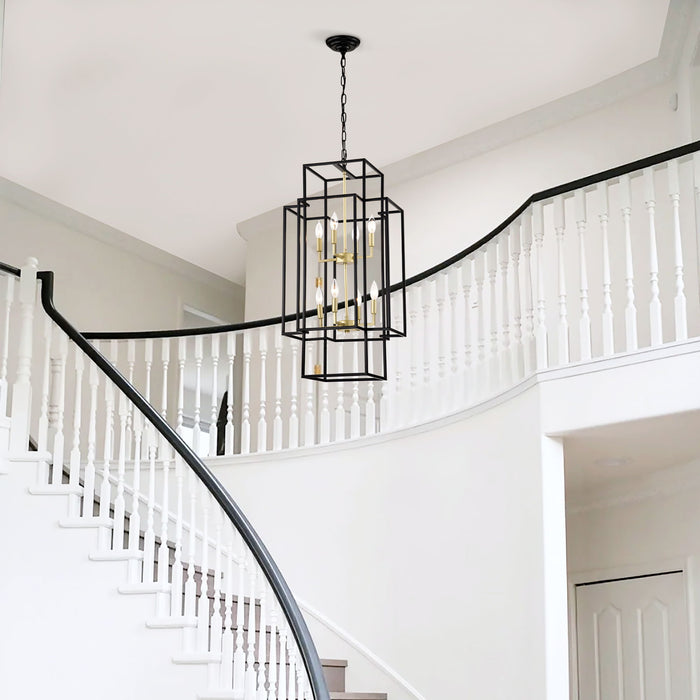 8 Light Lantern Chandelier Lighting, Entryway Chandeliers For High Ceilings, Chandeliers For Dining Room, Foyer, Entry, Staircase, Hallway, Height Adjustable (E12 Bulbs Not Included)