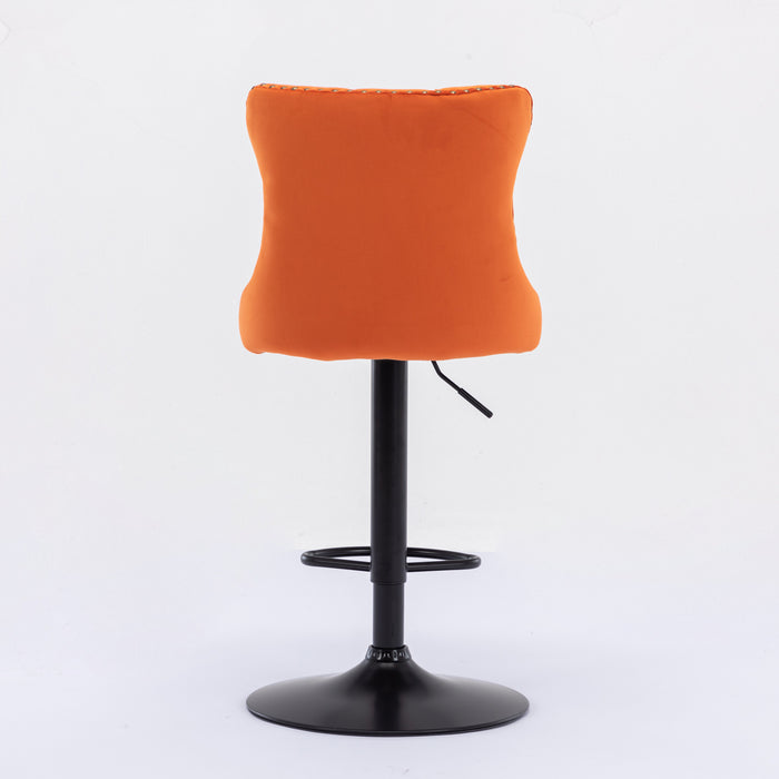 Swivel Velvet Barstools. Orange (Set of 2）