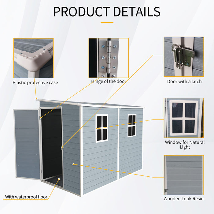 Outdoor Storage Shed With Floor Resin Shed With Two-Window, Waterproof, Lockable Doors For Patio, Yard, Lawn