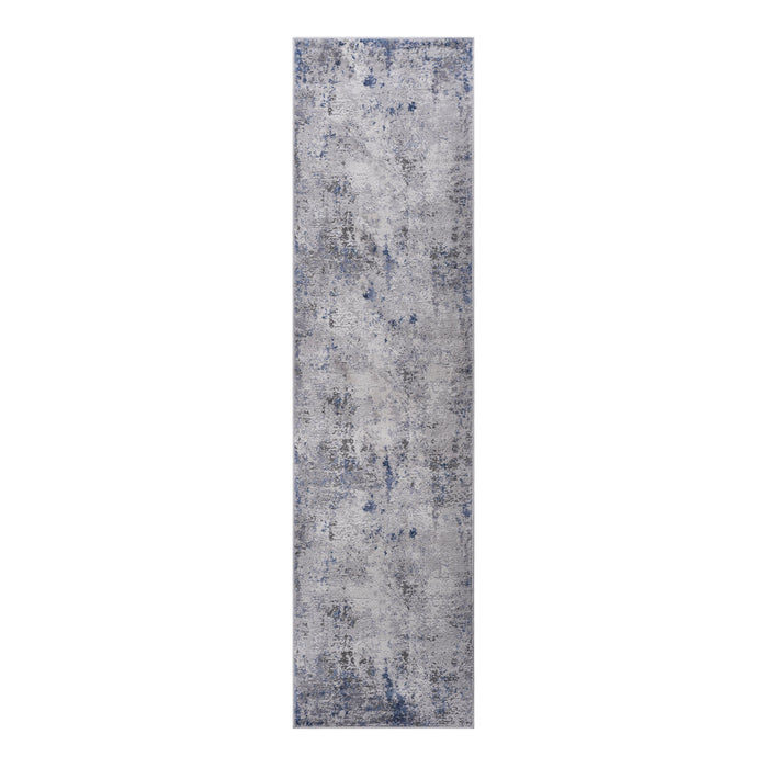 2' x 8' Abstract Non-Shedding Living Room Bedroom Dining Home Office Stylish And Stain Resistant Area Rug - Silver / Blue