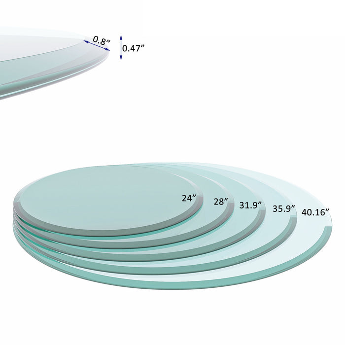 Round Tempered Glass Table Top Glass Thick Beveled Polished Edge