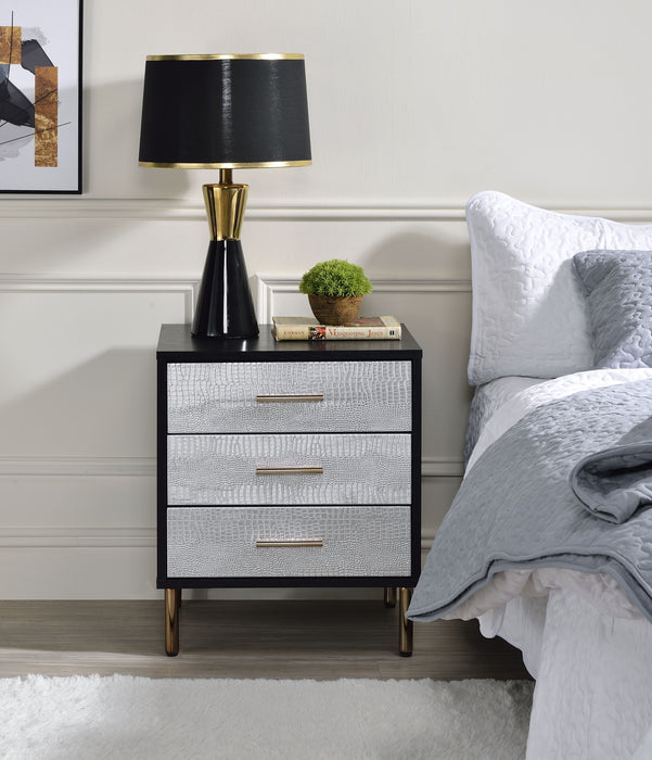 Myles - Nightstand - Black / Gold / Silver