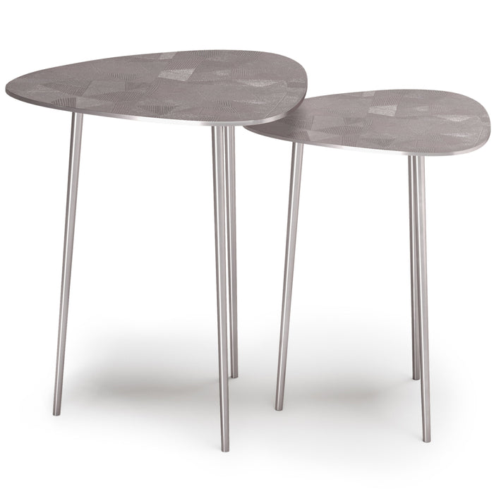 Shelton - 2 Pc Metal Nesting Table - Nickel