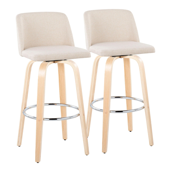 Toriano - Contemporary Fixed Height Barstool & Swivel With Round Footrest (Set of 2)