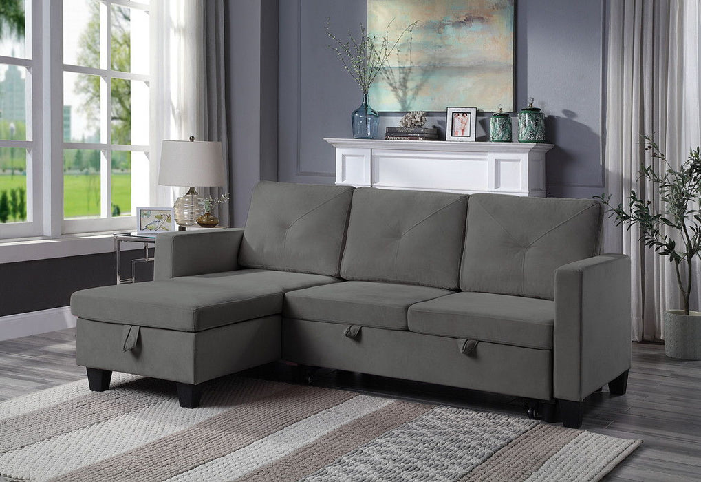 Nova - Velvet Reversible Sleeper Sectional Sofa With Storage Chaise