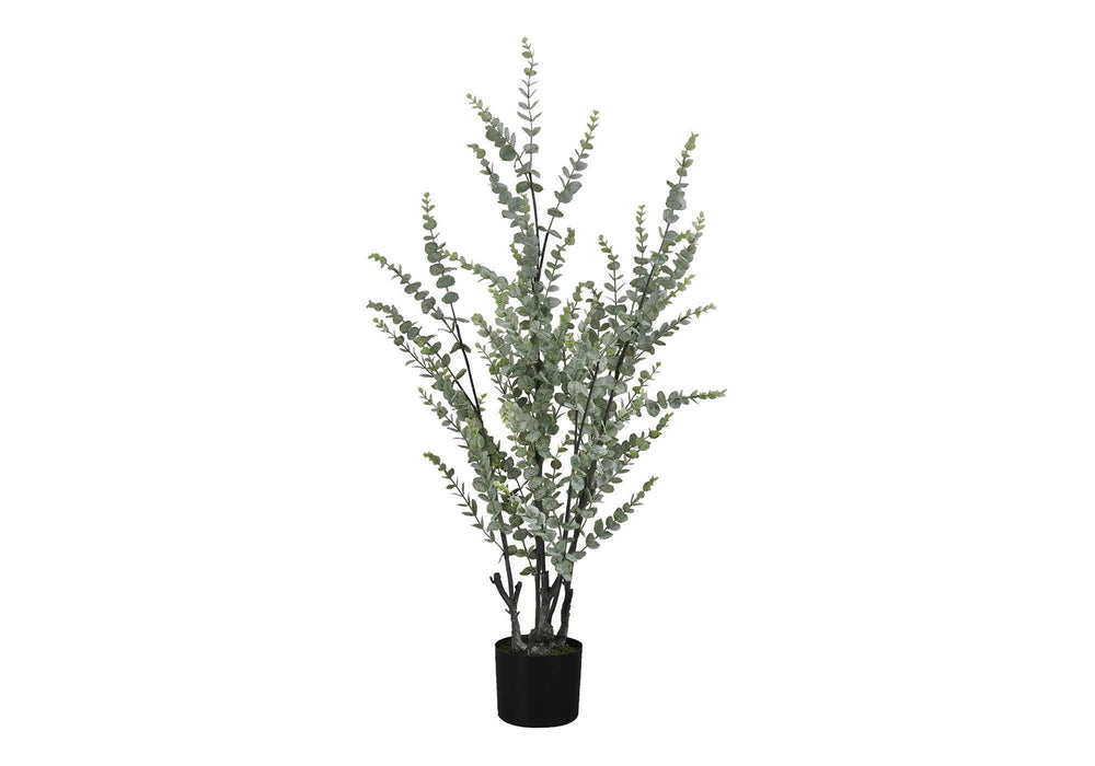 Artificial Plant, 44" Tall, Eucalyptus Tree, Indoor, Faux, Fake, Floor, Greenery, Potted, Real Touch, Decorative - Green / Black