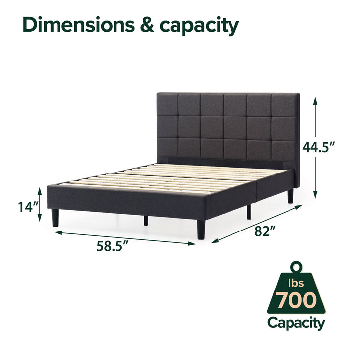 Upholstered Platform Bed Square Stitch