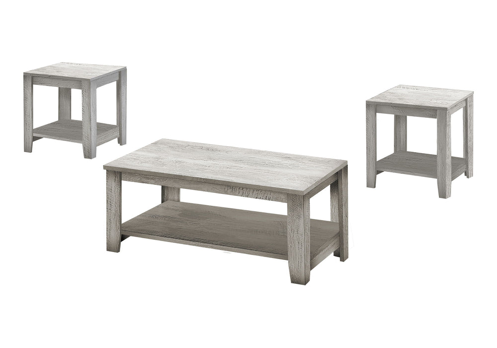 Table Set, Coffee, End, Side, Accent, Transitional (Set of 3) - Gray