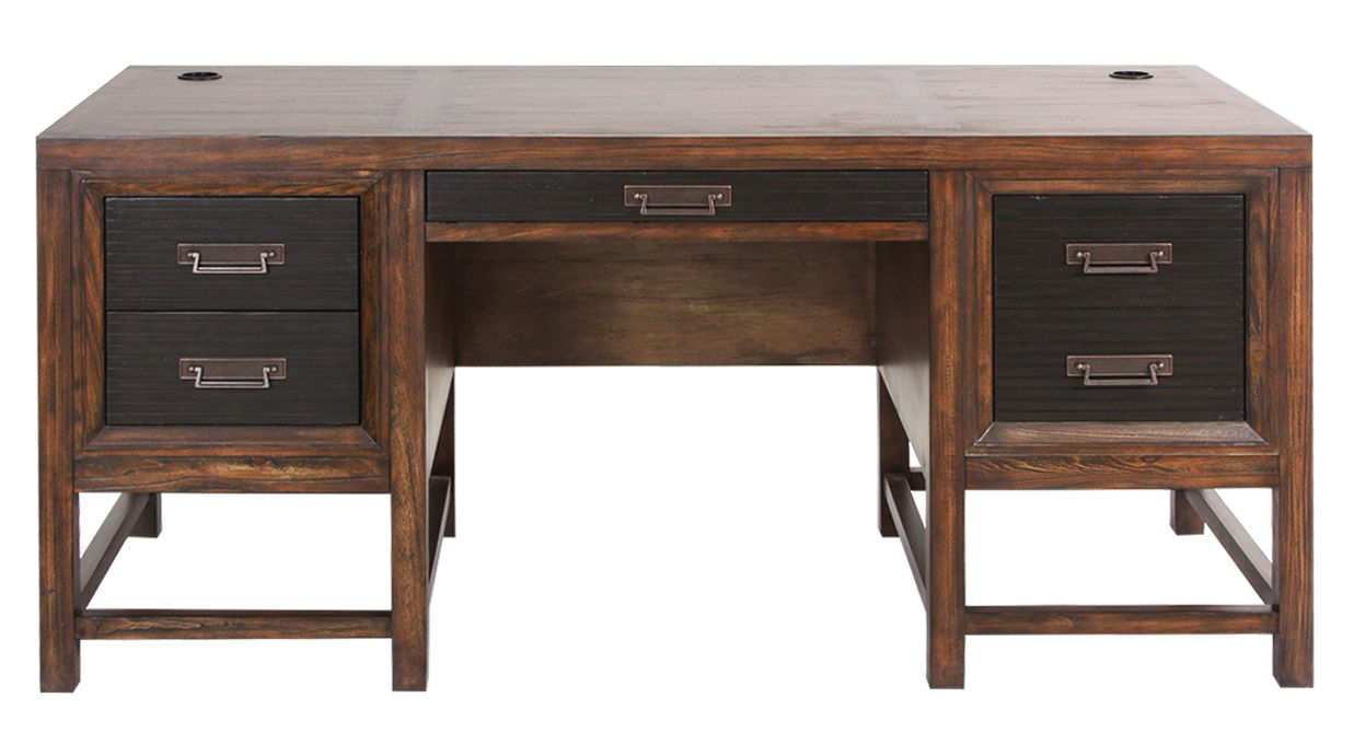 Branson - Pedestal Desk - Two-Toned Rustic Buckeye