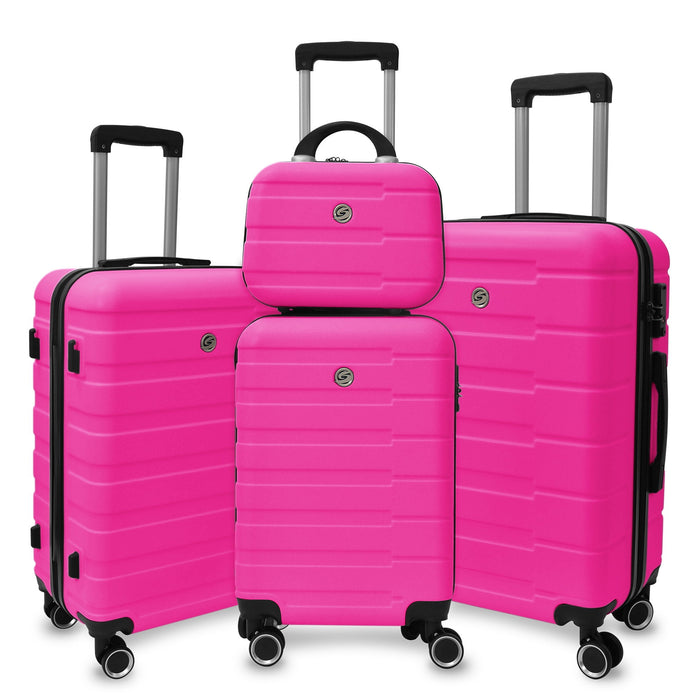 4 Piece Hard Shell Luggage Set, Carry On Suitcase With Spinner Wheels, Family Luggage Set