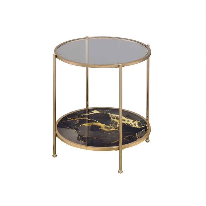 Fiorella - Marble Print Glass Table