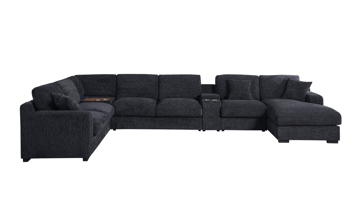 Celine - Chenille Fabric Corner Sectional Sofa With Right-Facing Chaise, Cupholders, And Charging Ports