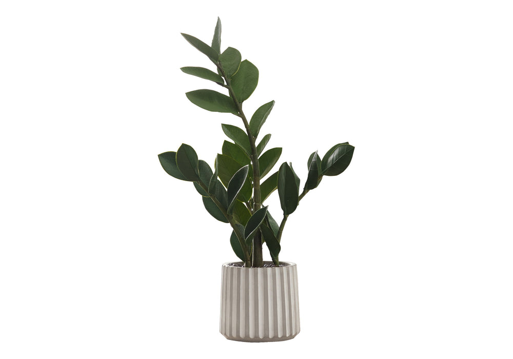 Artificial Plant, 20" Tall, Zz, Indoor, Faux, Fake, Table, Greenery, Potted, Real Touch, Decorative - Green / Gray