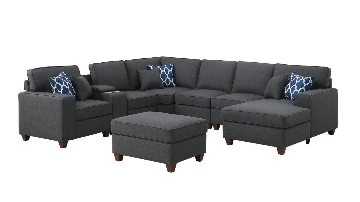 Tina - 8 Piece Upholstered Sectional With Ottoman