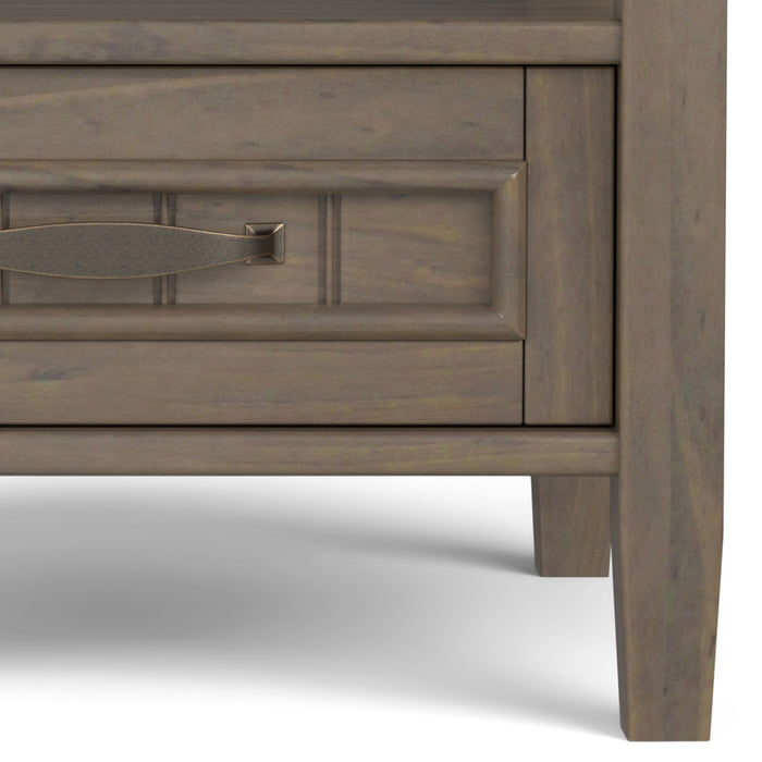 Lev - End Table with Bottom Drawer - Smoky Brown