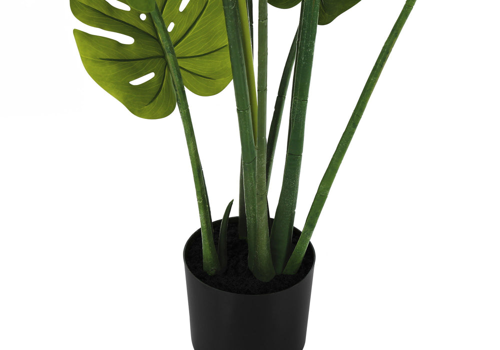 Artificial Plant, 45" Tall, Monstera Tree, Indoor, Faux, Fake, Floor, Greenery, Potted, Real Touch, Decorative - Green / Black