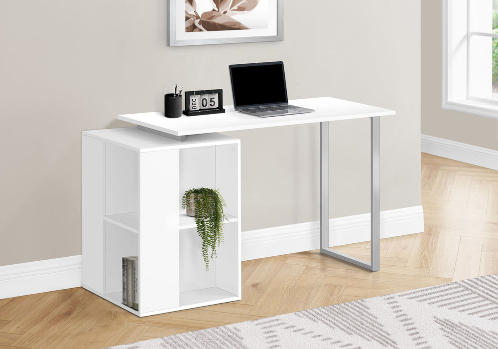 Computer Desk, Home Office, Left, Right Set-Up, Storage Shelves, Work, Laptop, Contemporary, Modern - White