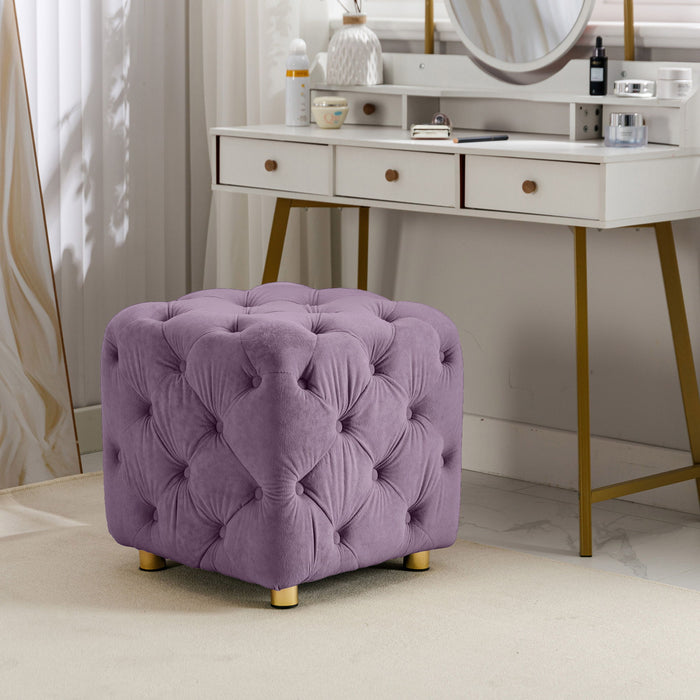 Modern Velvet Upholstered Ottoman, Exquisite Small End Table, Soft Foot Stool, Dressing Makeup Chair, Comfortable Seat For Living Room, Bedroom, Entrance