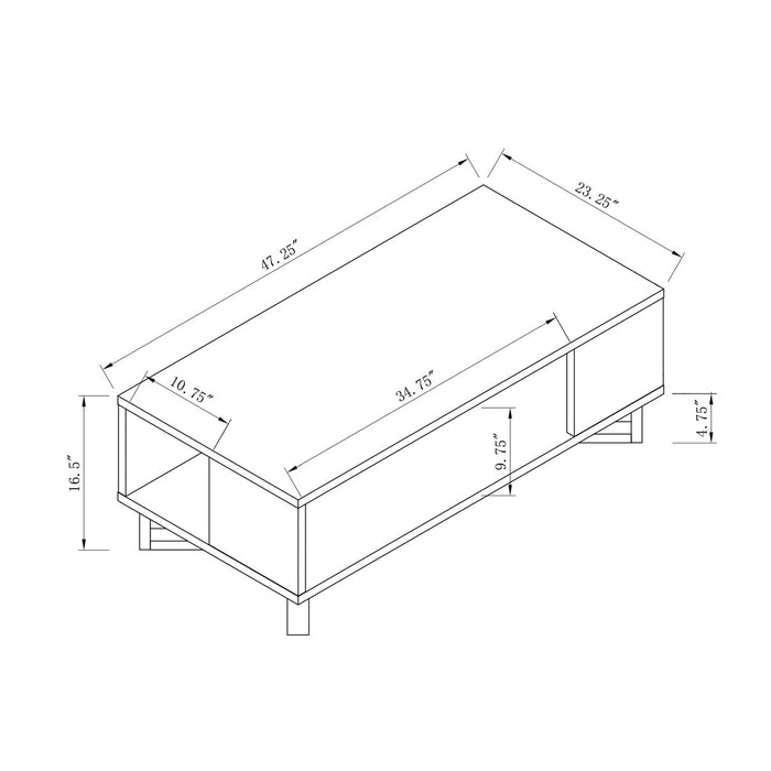 ID USA 223052CT Coffee Table - Distressed Grey & Black