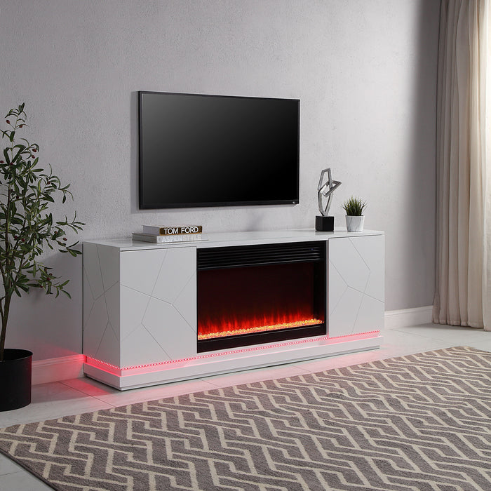 Clay - TV Stand With Fireplace And Speaker - White