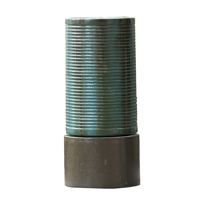 Tall Large Round Ribbed Tower Water Fountain, Verge Bronze, Cement Outdoor Bird Feeder / Bath Fountain