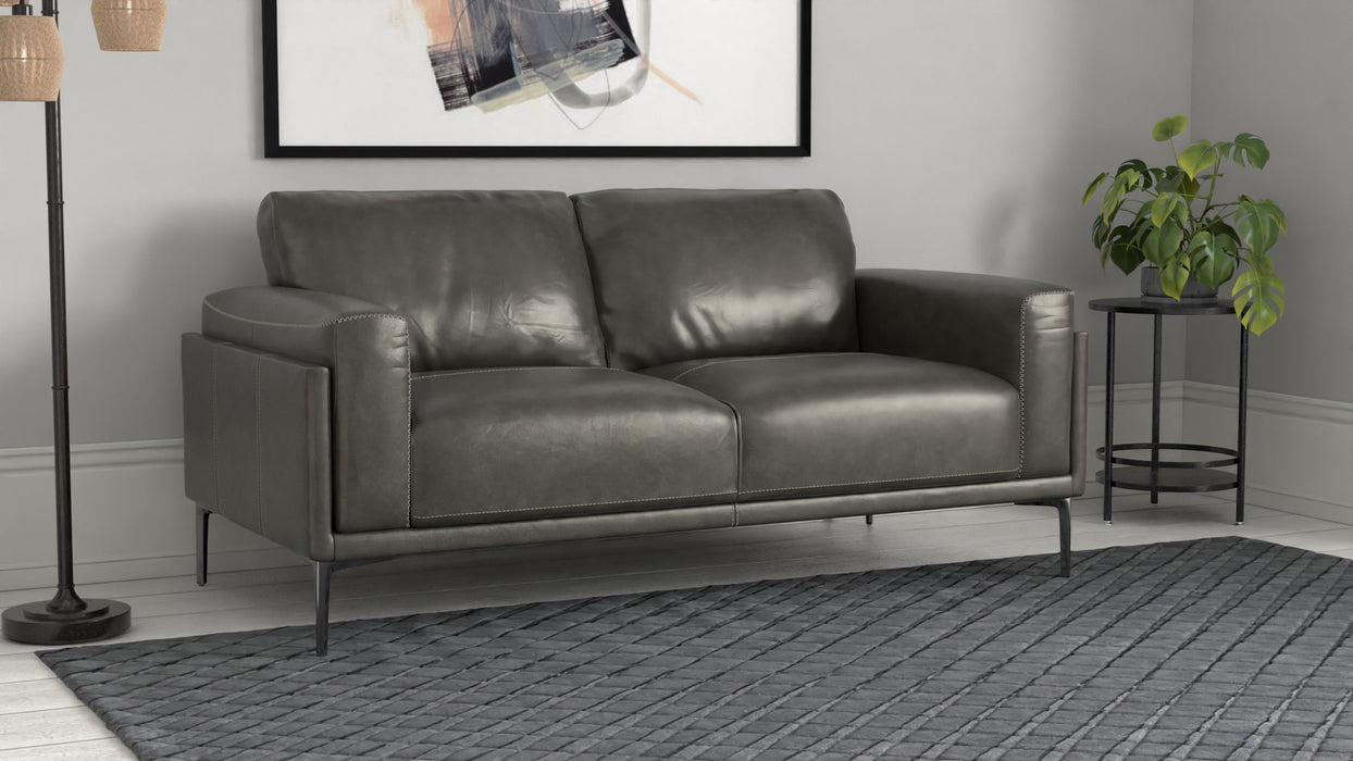 Onyx - Leather Loveseat - Gray