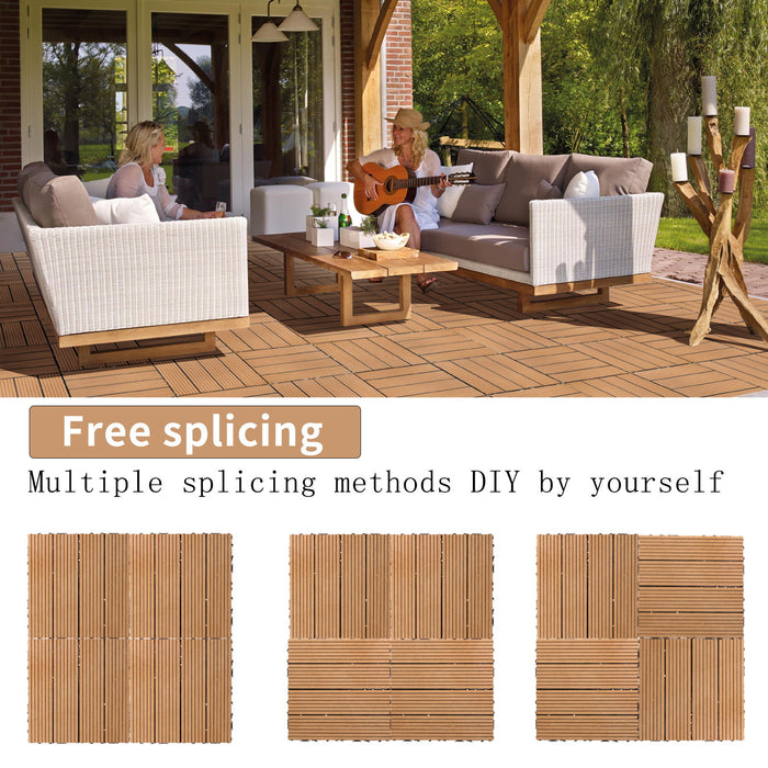 Plastic Interlocking Deck Tiles, Patio Flooring Outdoor Waterproof All Weather Use For Garden Poolside Front / Back Yard