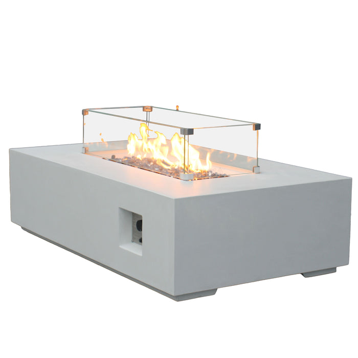 Outdoor Concrete Propane Gas Rectangle Fire Pit Table