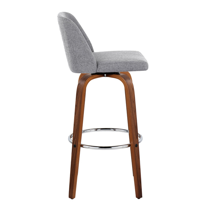 Toriano - Mid Century Modern Fixed Height, Barstool With Swivel With Round Footrest (Set of 2)