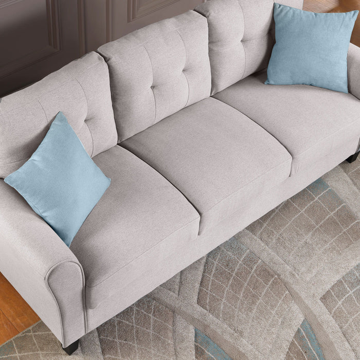 Modern Living Room Loveseat Linen Upholstered Couch Furniture For Home Or Office