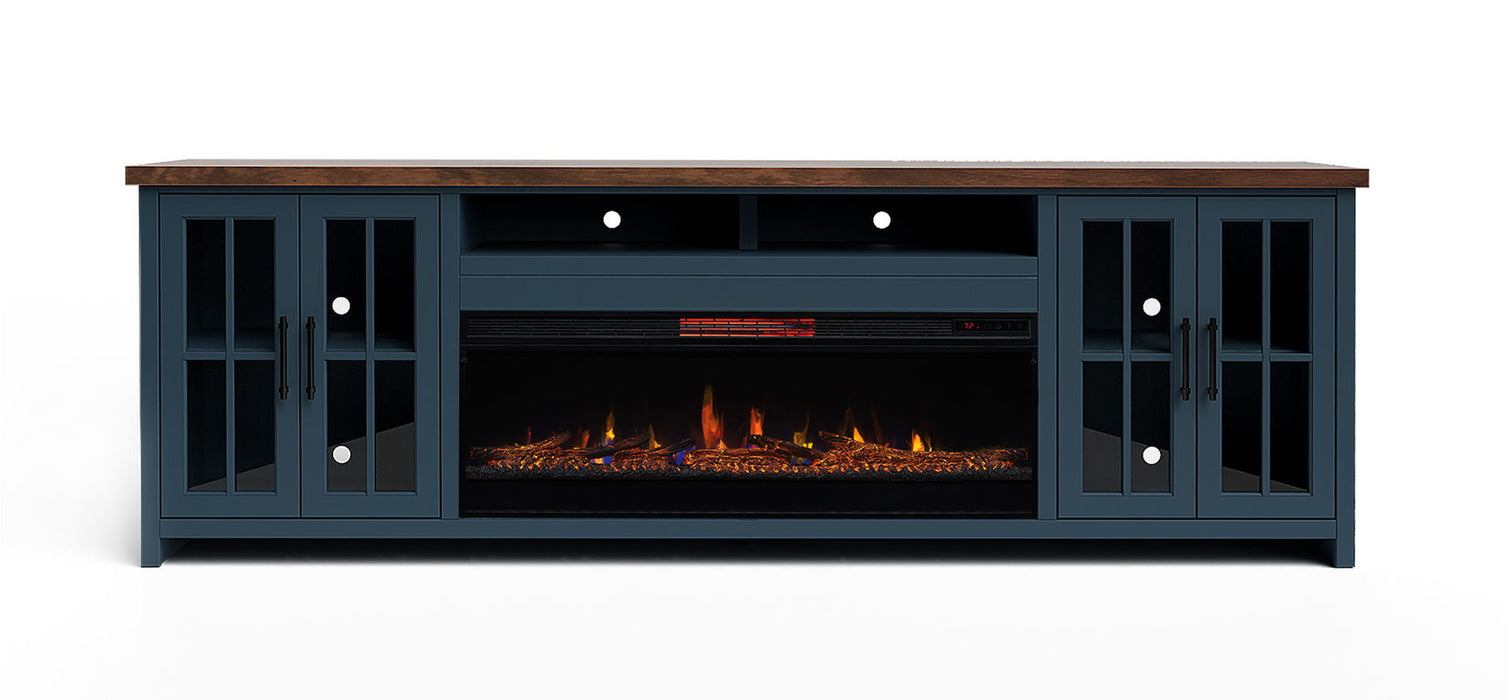 Nantucket - 97" Fireplace TV Stand - Blue Denim / Whiskey