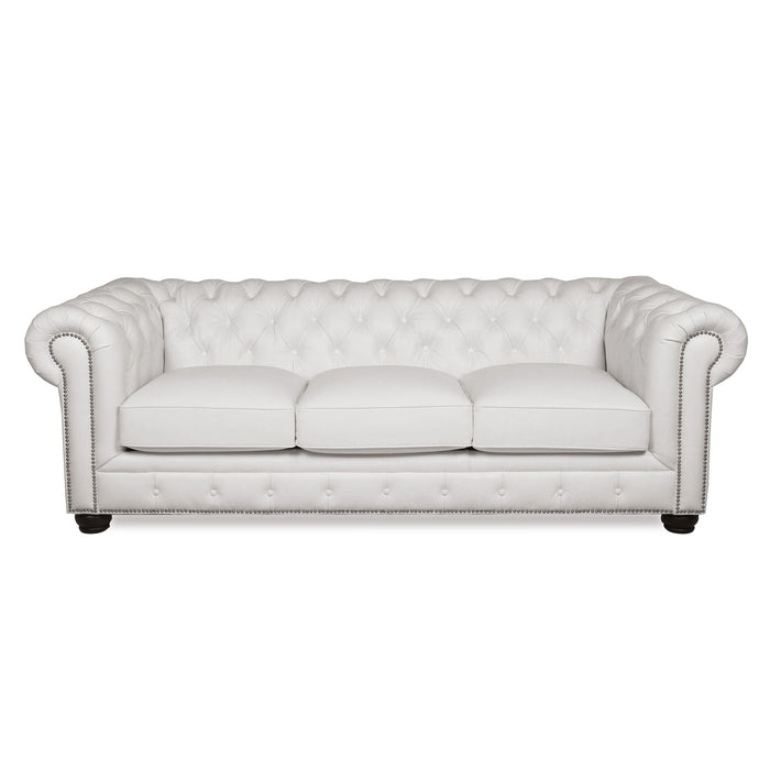 Traditional Tufted Leather Chesterfield Nailhead Sofa