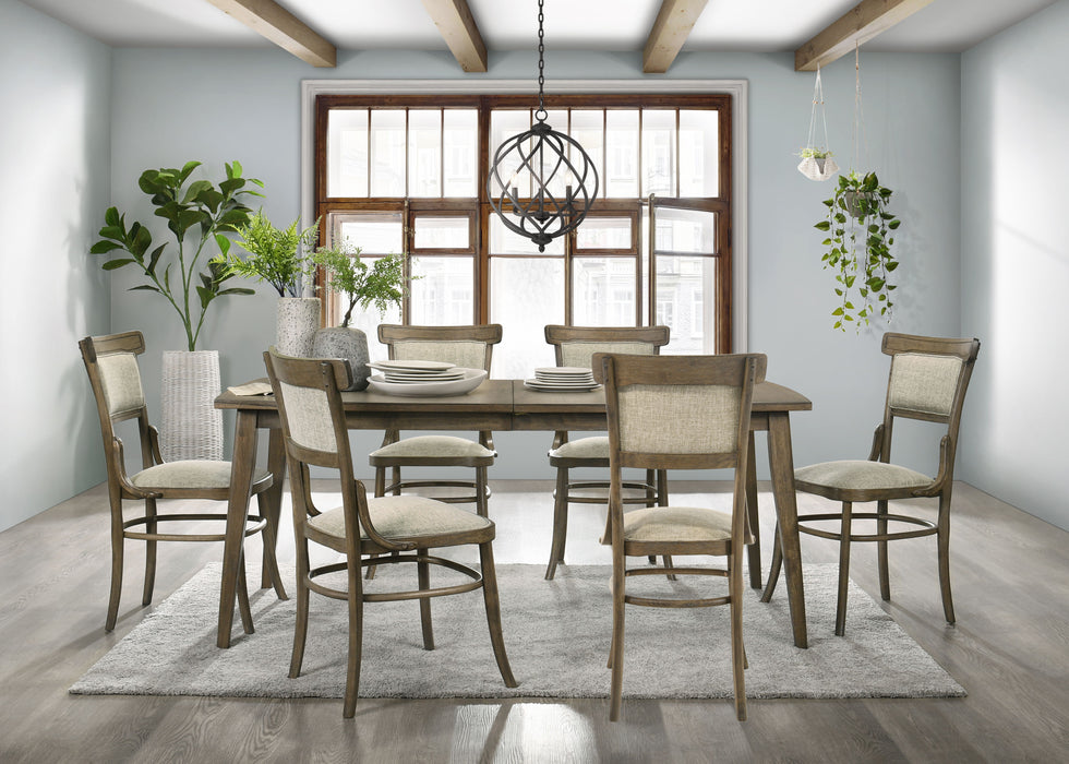 Bistro - Dining Table With Off White Fabric Dining Chairs