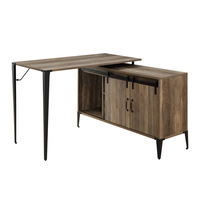 Zakwani - Writing Desk With USB Port - Rustic Oak / Black