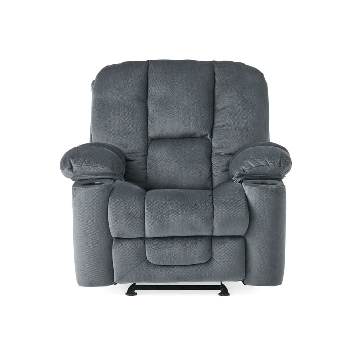 Luxurious Manual Recliner Chair With Skin-Friendly Fabric And Dual Cup Holders