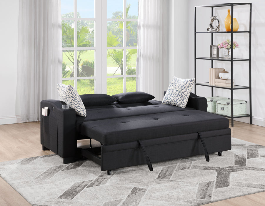 Bennett - 71"W Fabric Convertible Sleeper Loveseat with USB Charger and Cupholders