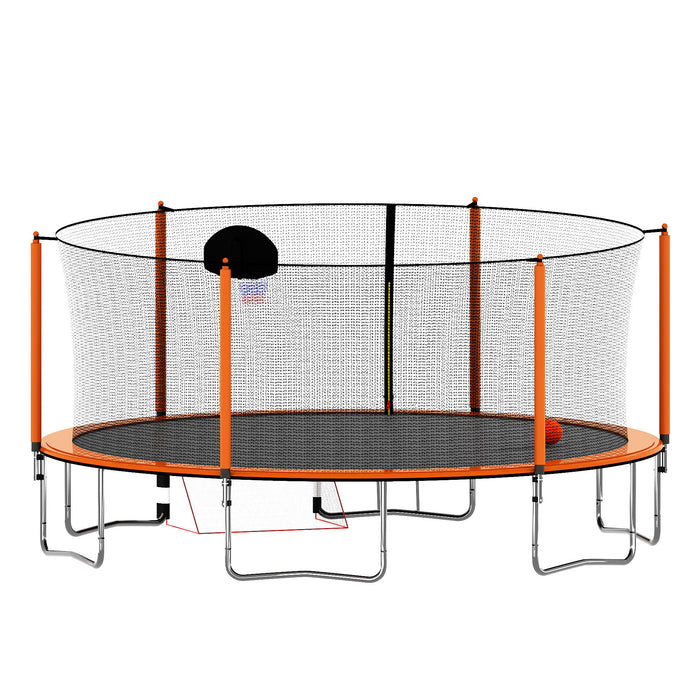 16Ft Trampoline With Basketball Hoop Pump And Ladder (Inner Safety Enclosure) With Soccer Goal