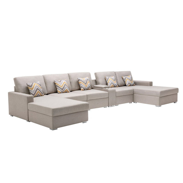 Nolan - Fabric 6 Piece Sectional Sofa With Pillows And Interchangeable Legs