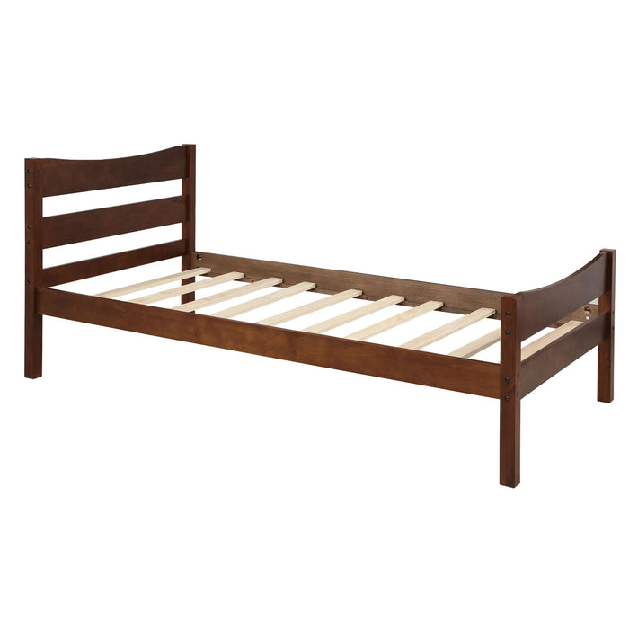 Twin Size Platform Bed With Headboard And Wooden Slat Support