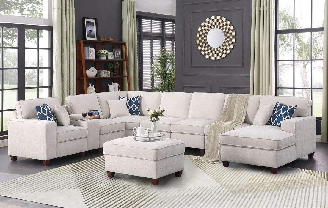 Sarah - Upholstered Sectional With Ottoman